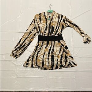 Stylish Black and Gold Patterned Dress